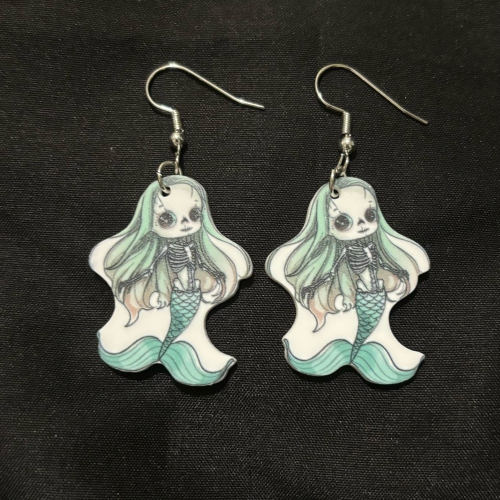 Skeletal Mermaid Earrings